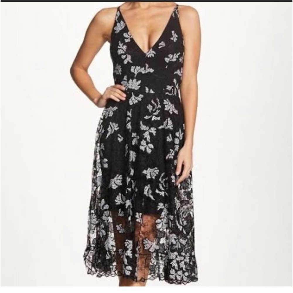 Dress the population black and white sequin‎ dress nwt